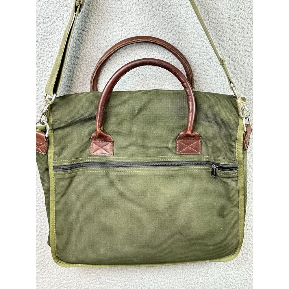 VTG Diamond Bluff Canvas Leather Briefcase Messenger Bag Battenkill Style USA